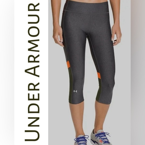 Under Armour Pants - Under Armour Charcoal and Orange Capri Leggings